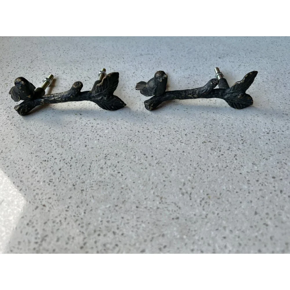 Set Of 2 Bronze Bird Drawer Pulls Handles 4.25